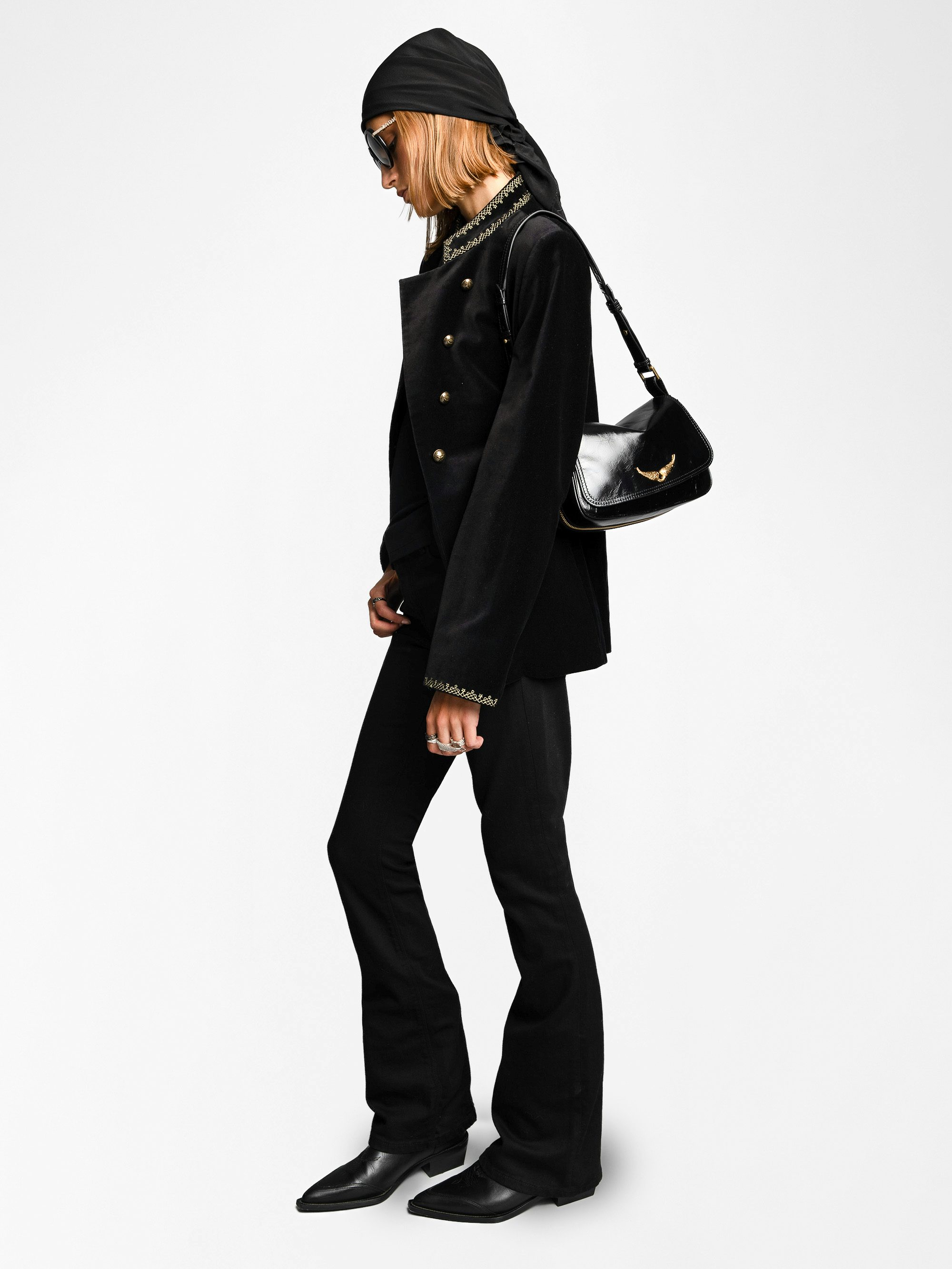 Le Zouzou Vintage Patent Bag - Small vintage effect patent leather bag with adjustable shoulder strap and signature wings.